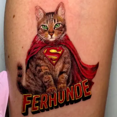 Ferhunde — kedi portre dövmesi (micro realism), Merve Şengün