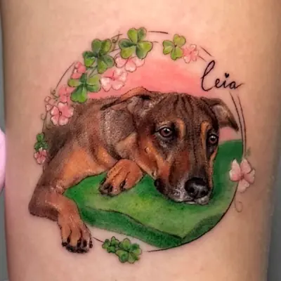 Leia — köpek portre dövmesi (micro realism), Merve Şengün