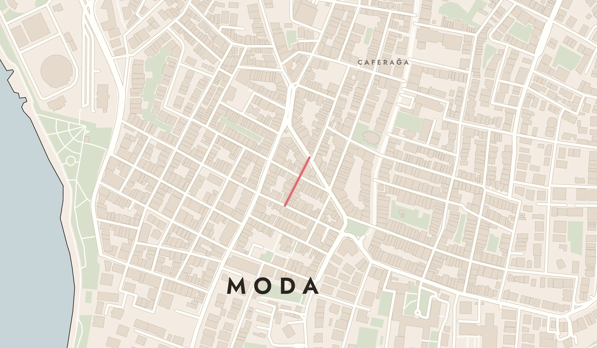 Moda, Kadıköy haritası; stüdyo Dalga Sokak'ta